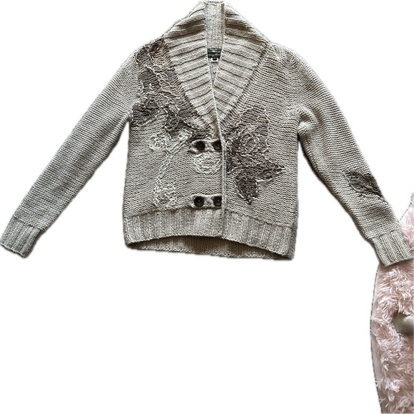 Eddie Bauer Hand Knitted Cardigan, Medium, Beige Cream Tan - Picture 1 of 3